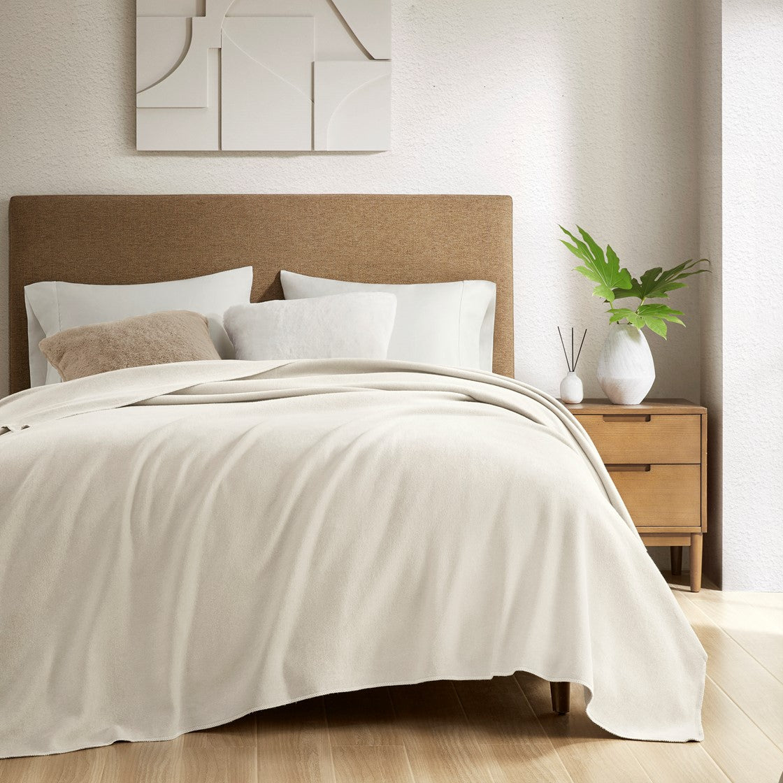 Croscill Andaz Solid Cotton Blanket - Ivory  - Full Size / Queen Size Shop Online & Save - expresshomedirectr.com