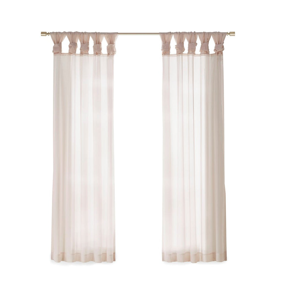 Ceres Twist Tab Voile Sheer Window Pair - White - 95" Panel