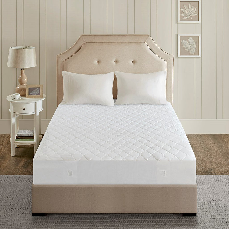 Cotton Blend Heated Mattress Pad - White - Full Size