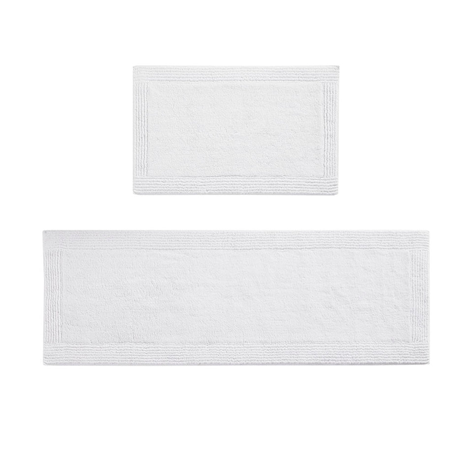 Splendor 100% Cotton Tufted 3000 GSM Reversible Bath Rug - White - 24x72"