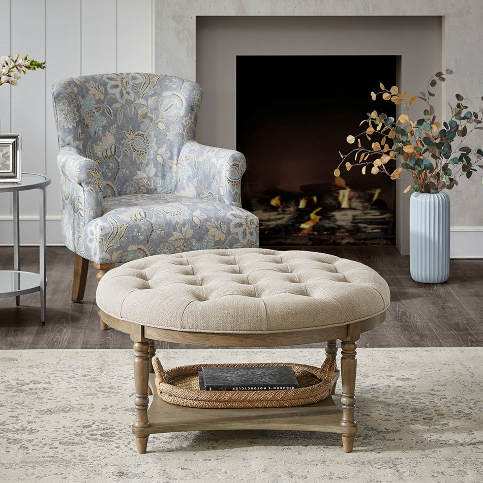 Martha Stewart Cedric Accent Ottoman - Cream 