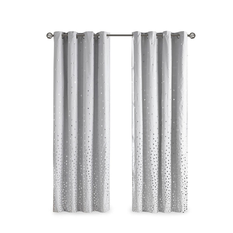 Zoey Total Blackout Printed Metallic Window Panel - Grey / Silver - 84" Panel