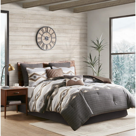 Woolrich Bitter Creek Oversized Comforter Set - Grey / Brown - Cal King Size