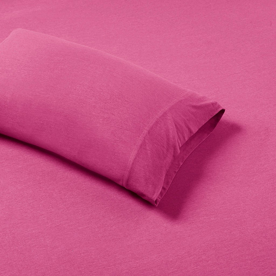 Cotton Blend Jersey Knit All Season Sheet Set - Pink - Queen Size