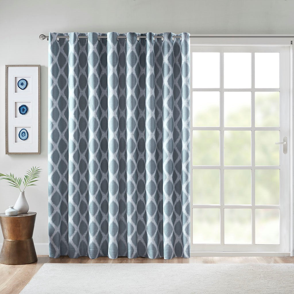 SunSmart Blakesly Printed Ikat Blackout Patio Curtain - Navy - 100x84"