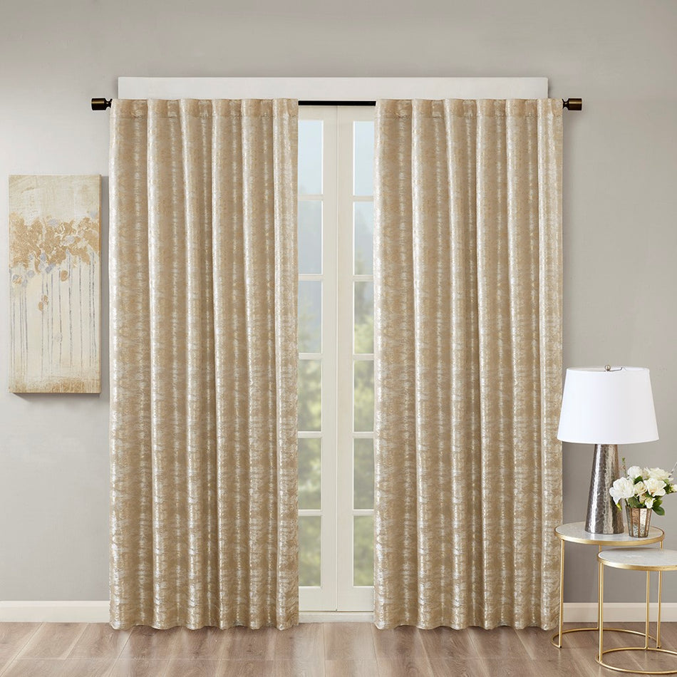 SunSmart Cassius Jacquard Lined Total Blackout Rod Pocket/Back Tab Window Panel - Gold - 108" Panel