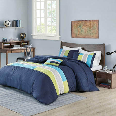 Mi Zone Pipeline Duvet Cover Set - Navy - Twin Size / Twin XL Size