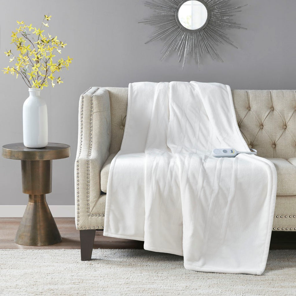 Serta Plush Heated Throw - Ivory - 50x60"