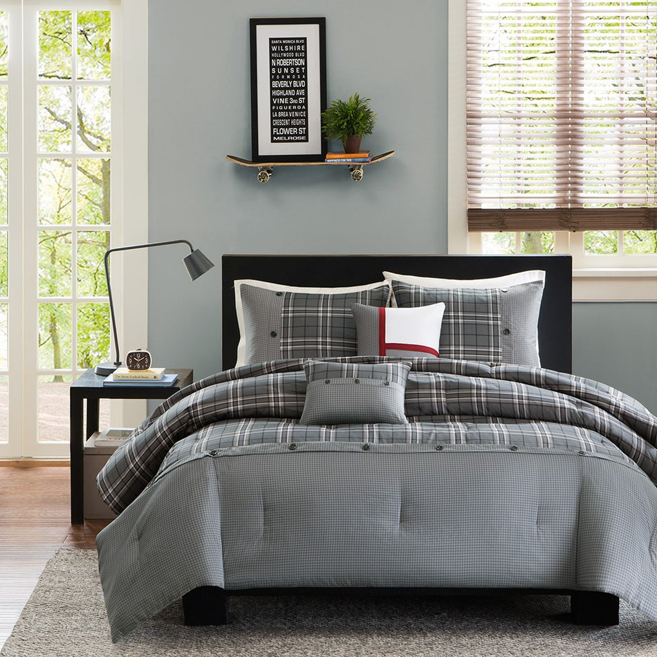 Daryl Comforter Set - Grey - King Size / Cal King Size