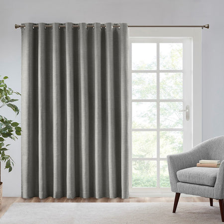 SunSmart Maya Printed Heathered Total Blackout Window Patio Panel - Taupe - 100x84"