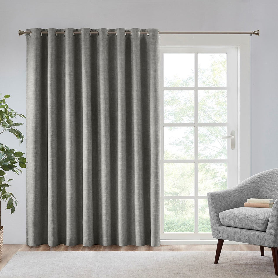 SunSmart Maya Printed Heathered Total Blackout Window Patio Panel - Grey - 100x84"