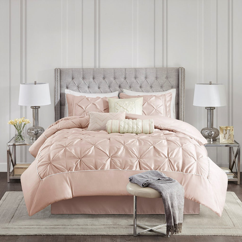 Laurel 7 Piece Tufted Comforter Set - Blush - Queen Size