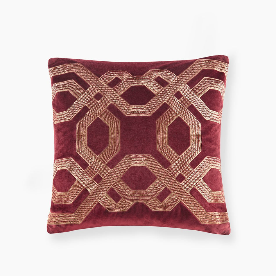 Croscill Classics Biron Square Decor Pillow - Burgundy  - 18x18" Shop Online & Save - expresshomedirectr.com