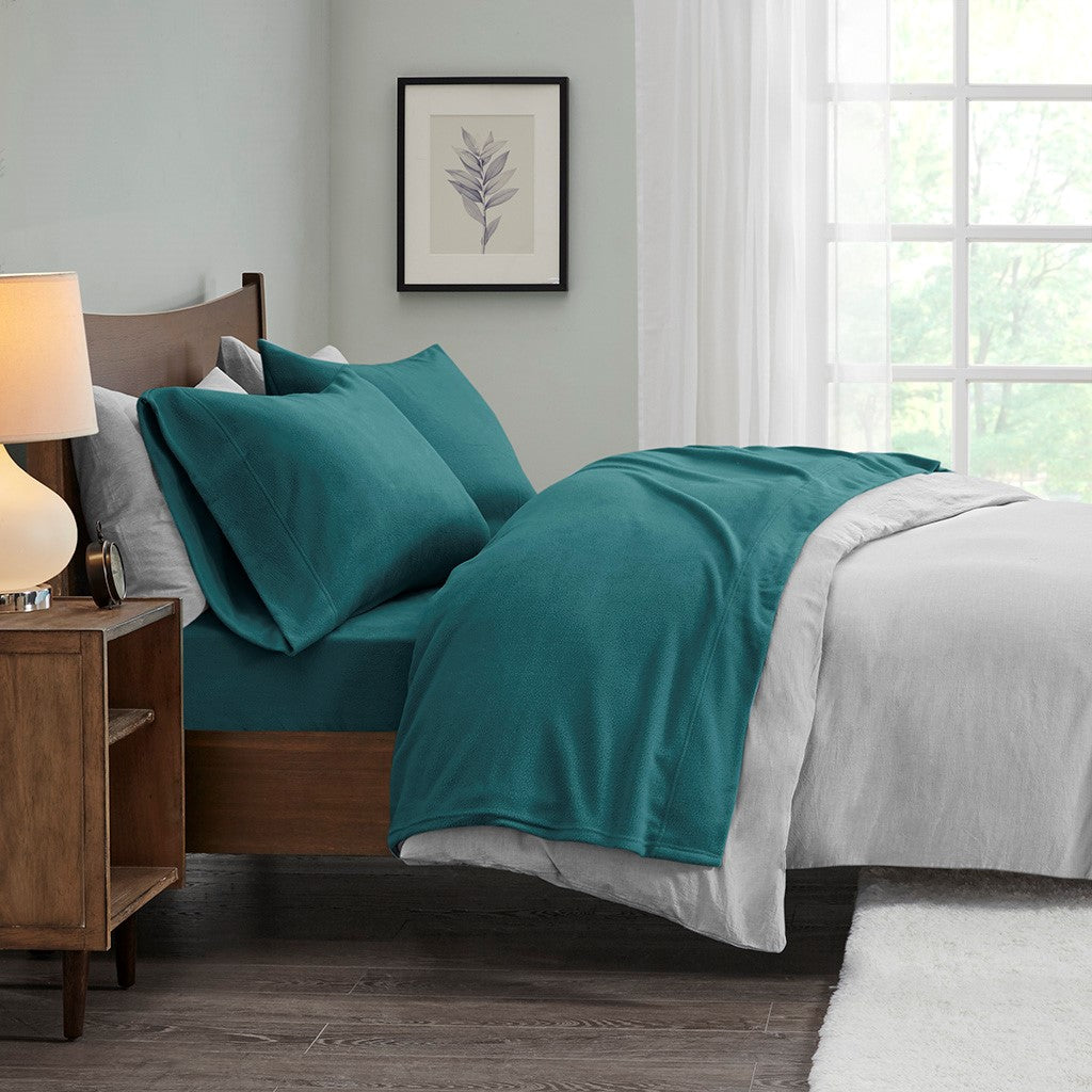 True North by Sleep Philosophy Micro Fleece Sheet Set - Teal - Queen Size