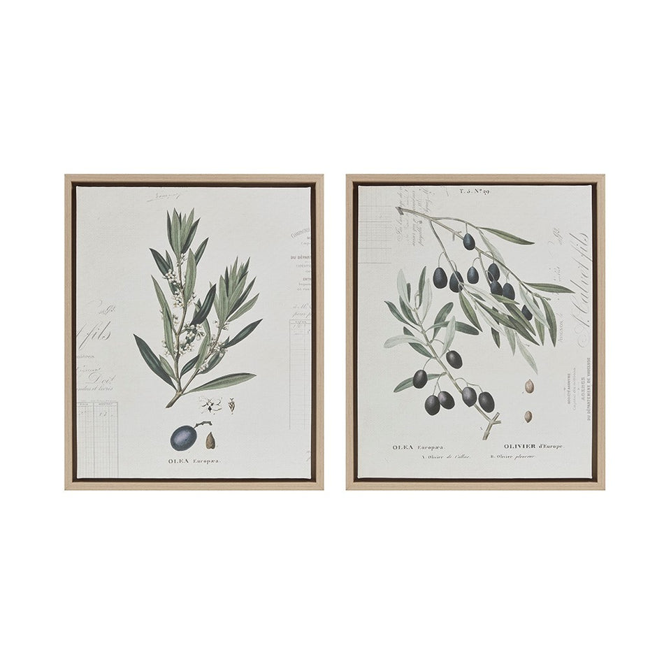 Kalamata Branches Neutral Framed Canvas Printed Graphic 17.8x21.8" 2 Piece Set - Neutral