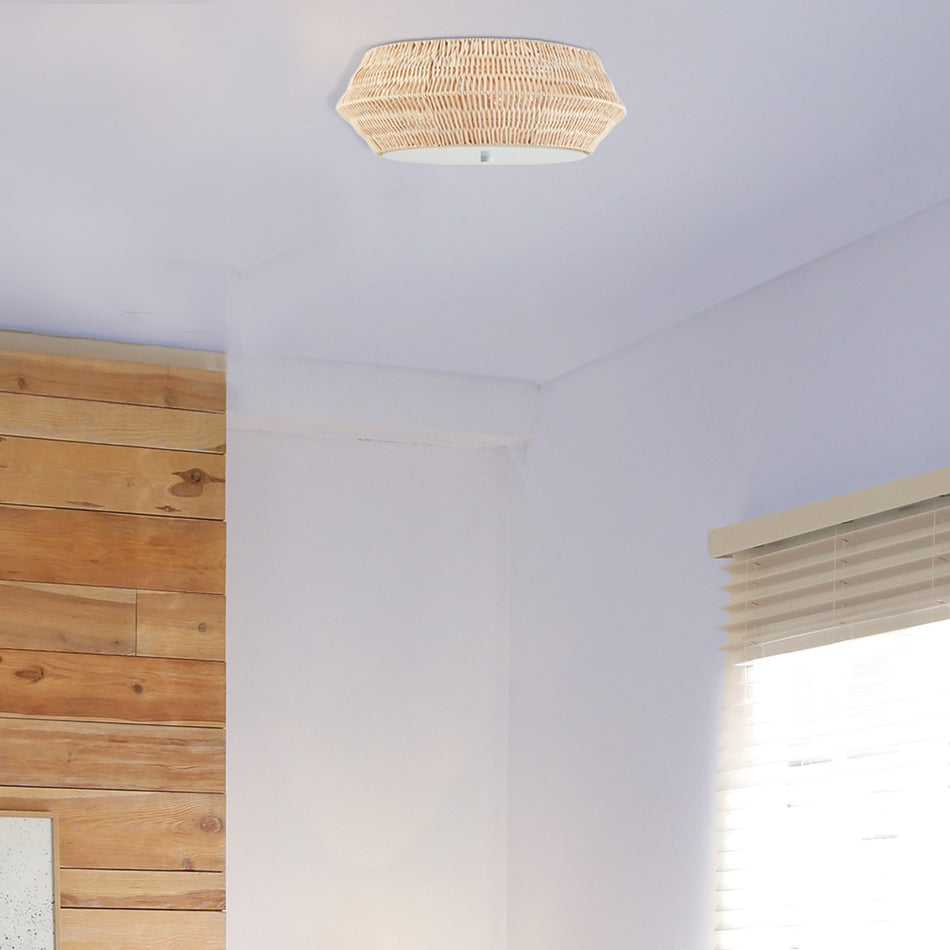 Mililani Boho Bamboo Flush Mount Ceiling Light - Natural