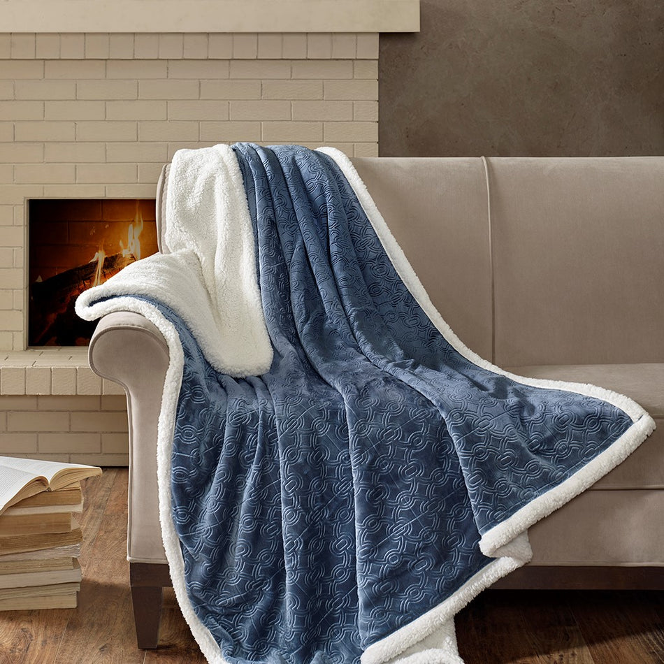 Elma Oversized Textured Plush Throw - Blue - 60x70"