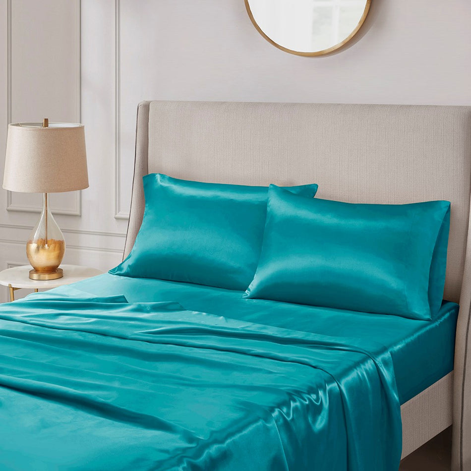 Satin Luxury 2 PC Pillowcases - Teal - King Size