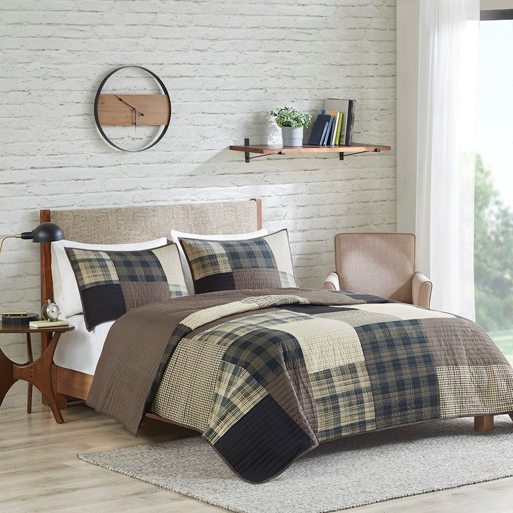 Woolrich Winter Hills Oversized Cotton Quilt Set - Tan - Full Size / Queen Size