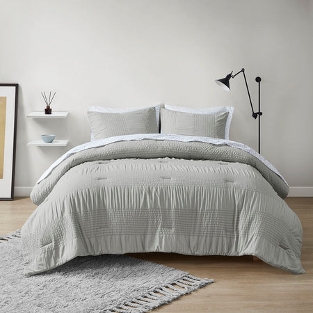 Madison Park Essentials Nimbus 7 Piece Comforter Set with Bed Sheets - Grey  - Queen Size Shop Online & Save - expresshomedirectr.com