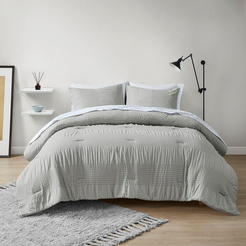 Madison Park Essentials Nimbus 7 Piece Comforter Set with Bed Sheets - Grey  - Full Size Shop Online & Save - expresshomedirectr.com