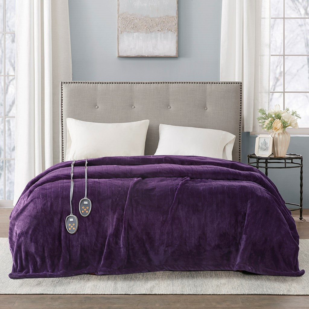 Beautyrest Heated Plush Plush Heated Blanket - Purple  - Twin Size Shop Online & Save - expresshomedirectr.com