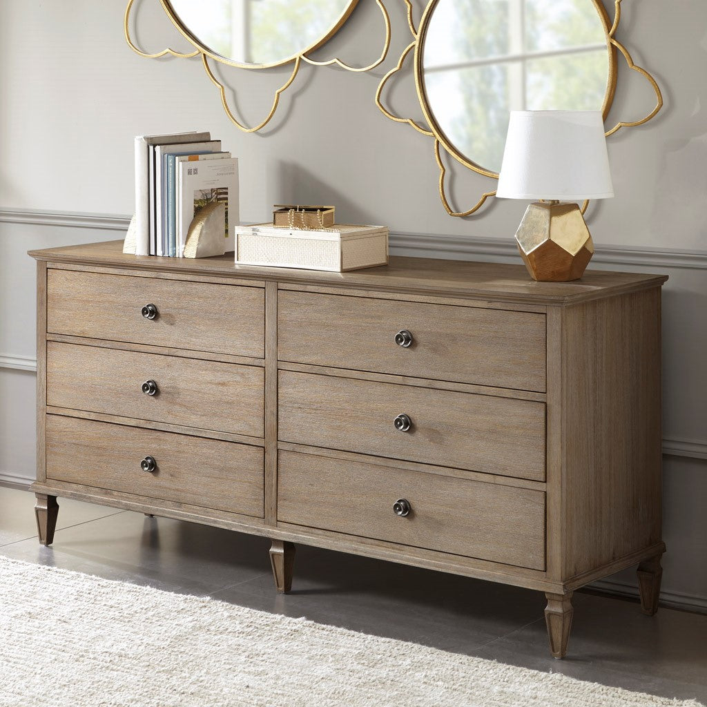 Madison Park Signature Victoria 6-Drawer Dresser - Light Natural 