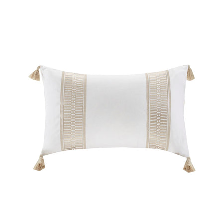 Harbor House Anslee Embroidered Cotton Oblong Decorative Pillow - Taupe - 12x20"