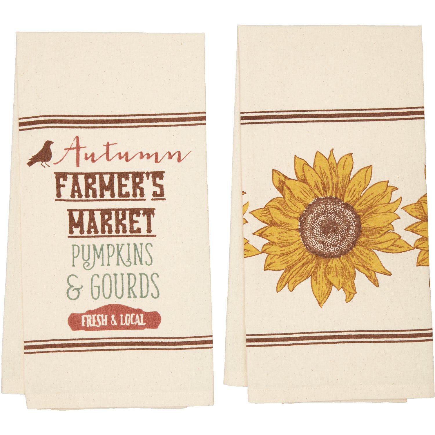 Seasons Crest Farmer's Market Harvest Muslin Unbleached Tea Towel Set of 2 19x28 By VHC Brands