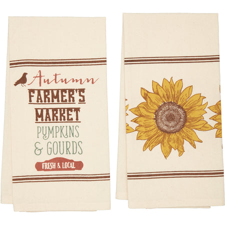 Seasons Crest Farmer's Market Harvest Muslin Unbleached Tea Towel Set of 2 19x28 By VHC Brands