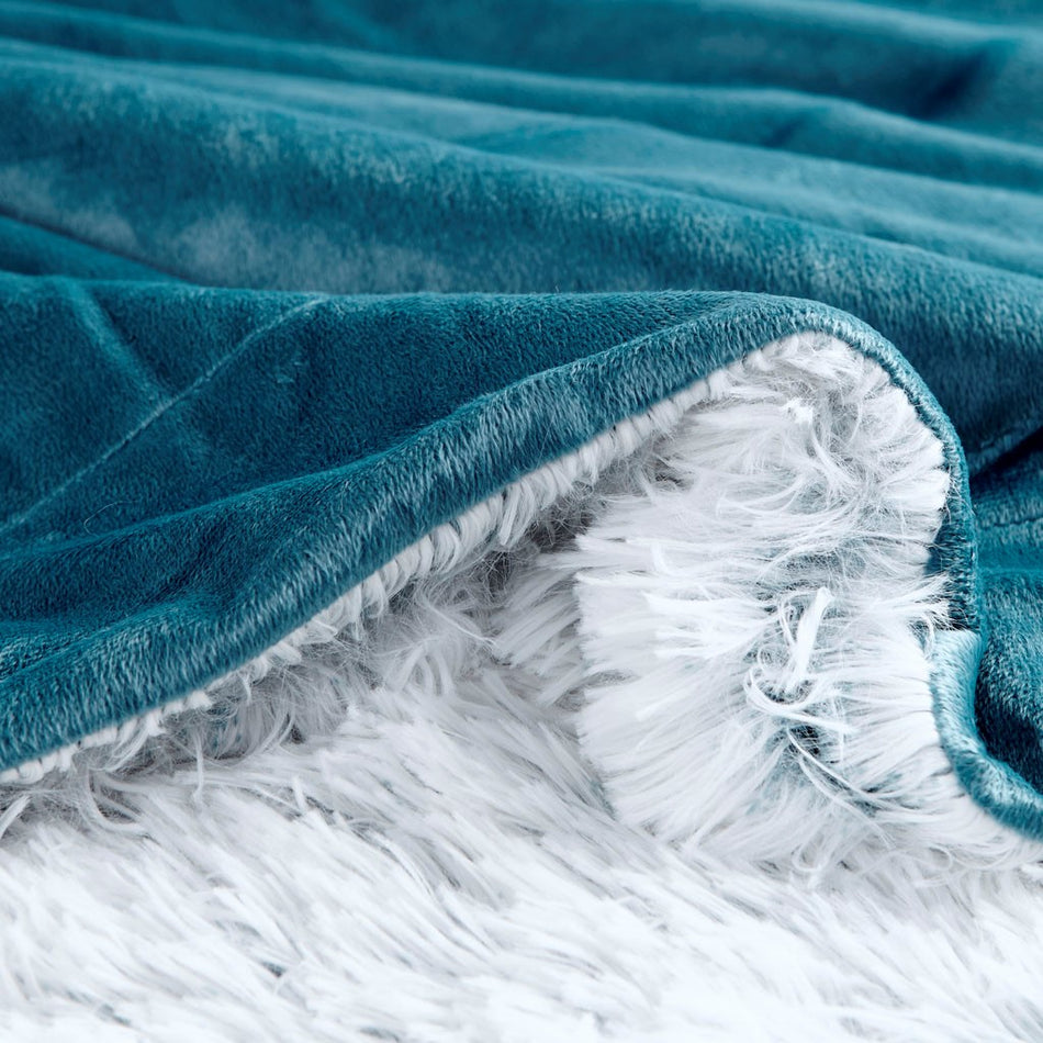 Emma Shaggy Faux Fur Throw - Teal - 50x60"