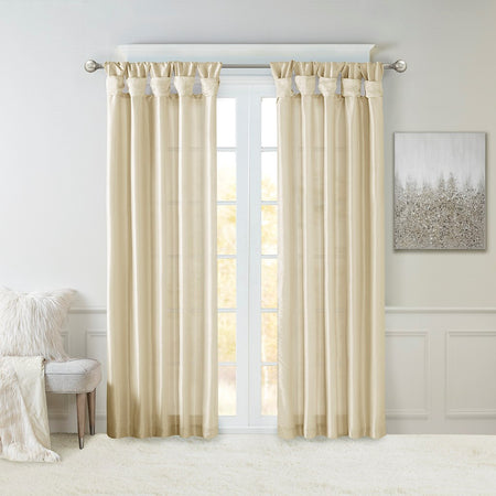 Madison Park Emilia Twist Tab Lined Window Curtain - Champagne - 50x108"