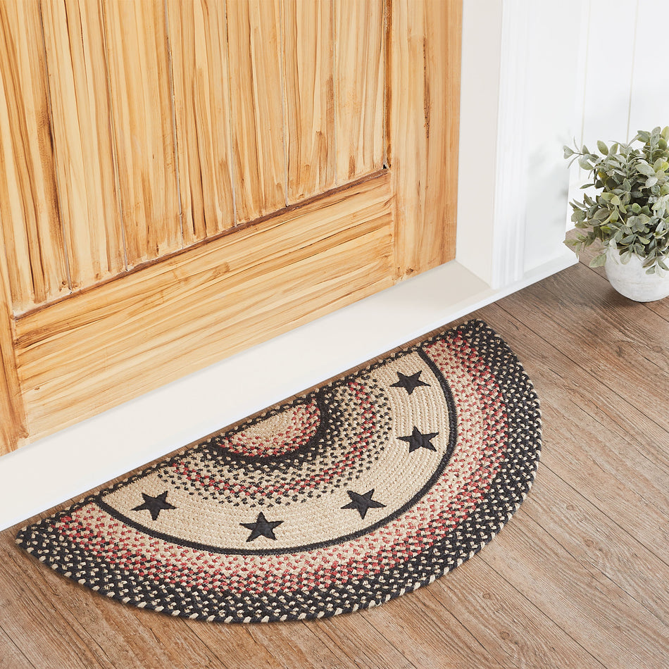 Colonial Star Jute Rug Half Circle w/ Pad 16.5x33