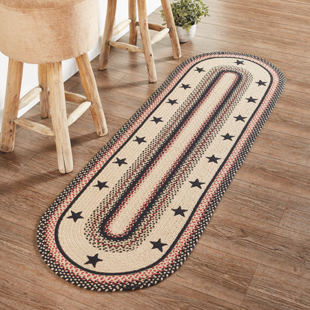 Mayflower Market Colonial Star Jute Rug/Runner Oval w/ Pad 22x72 By VHC Brands