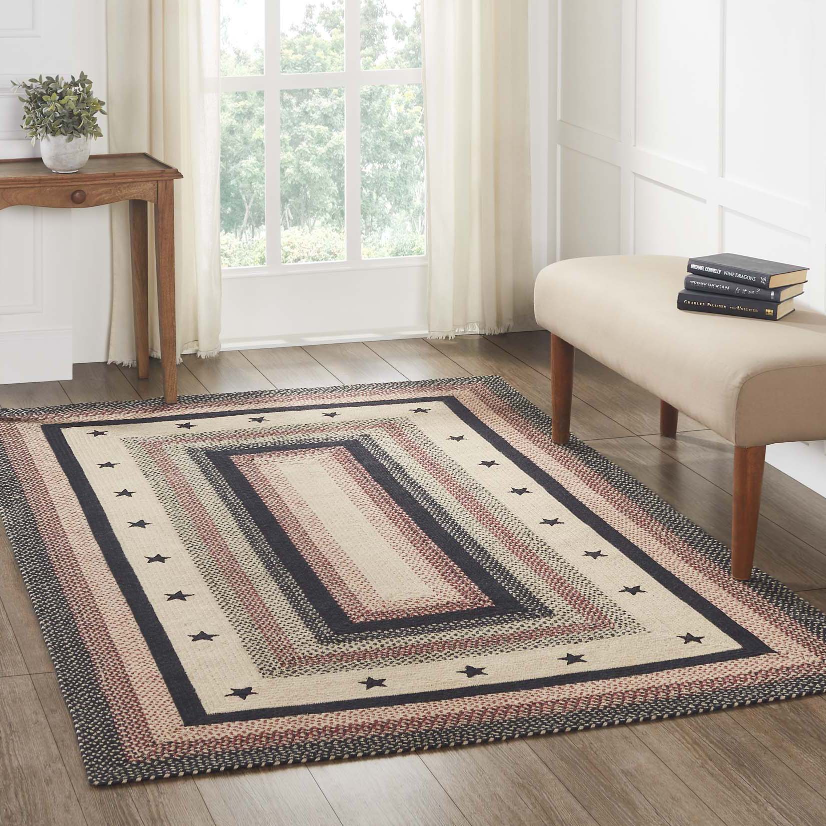 Mayflower Market Colonial Star Jute Rug Rect w/ Pad 60x96 By VHC Brands