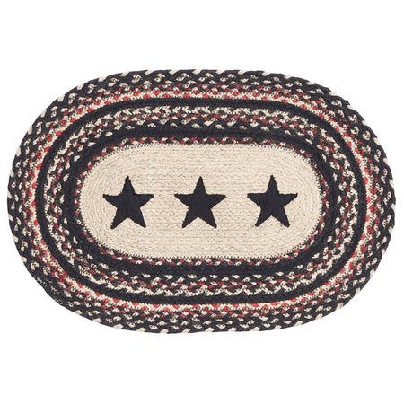 Mayflower Market Colonial Star Jute Oval Placemat 12x18 By VHC Brands