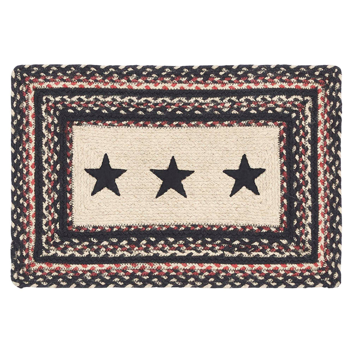 Mayflower Market Colonial Star Jute Rect Placemat 12x18 By VHC Brands