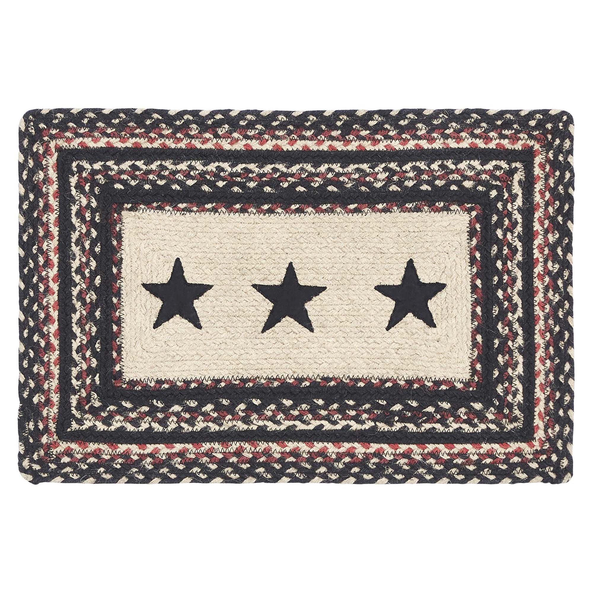 Mayflower Market Colonial Star Jute Rect Placemat 12x18 By VHC Brands