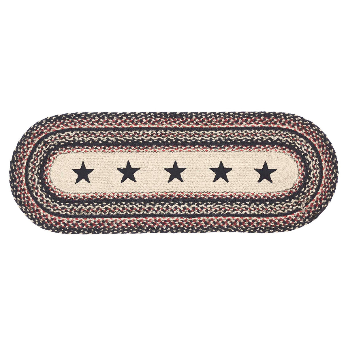 Mayflower Market Colonial Star Jute Oval Runner 13x36 By VHC Brands