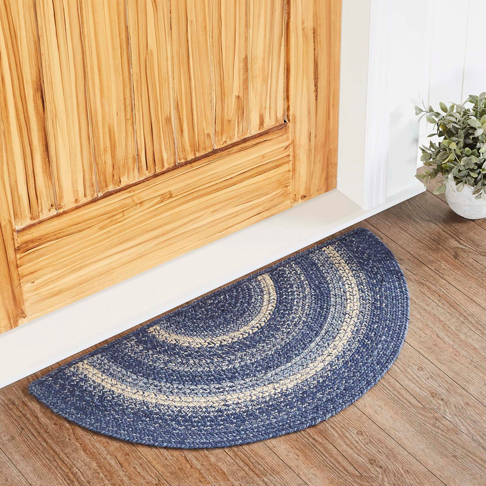 Great Falls Blue Jute Rug Half Circle w/ Pad 16.5x33