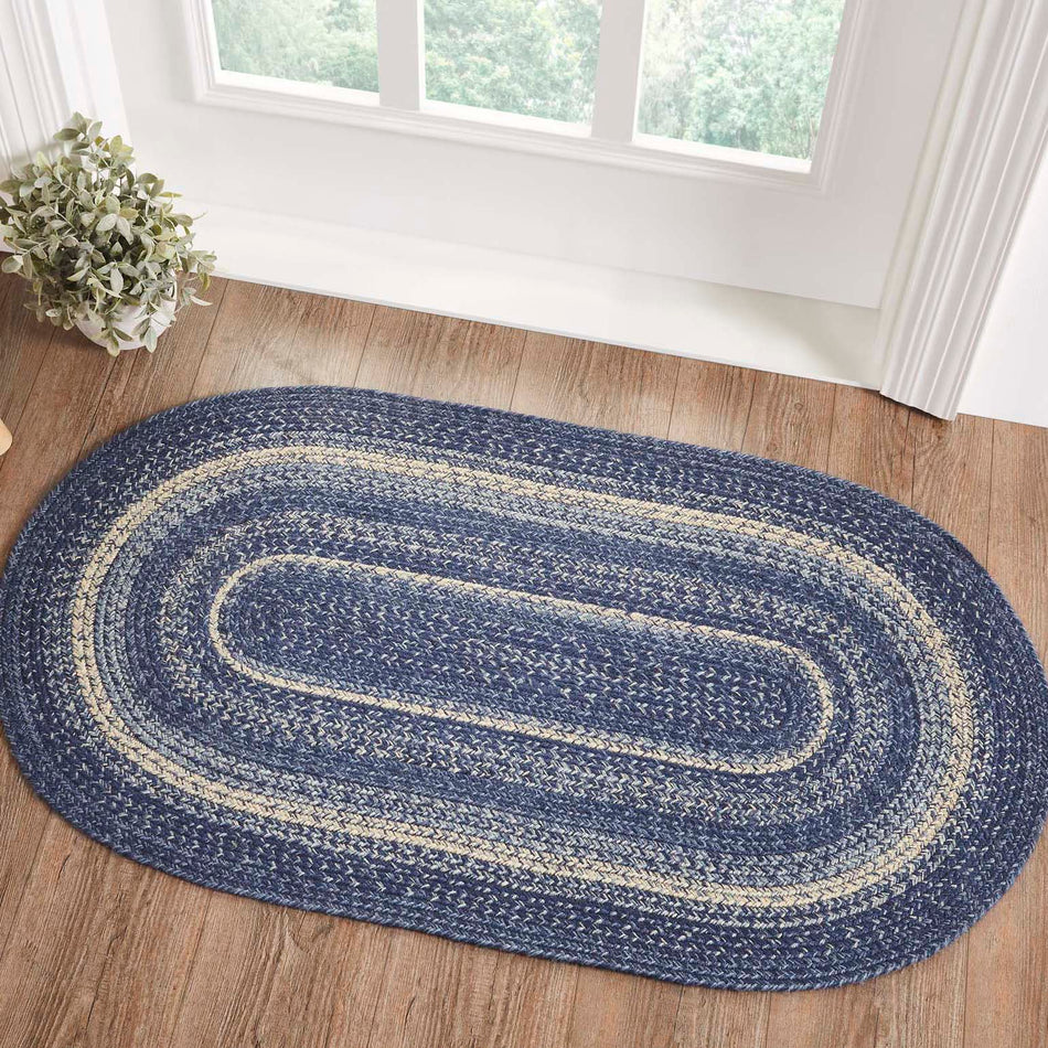 Great Falls Blue Jute Rug Oval w/ Pad 27x48