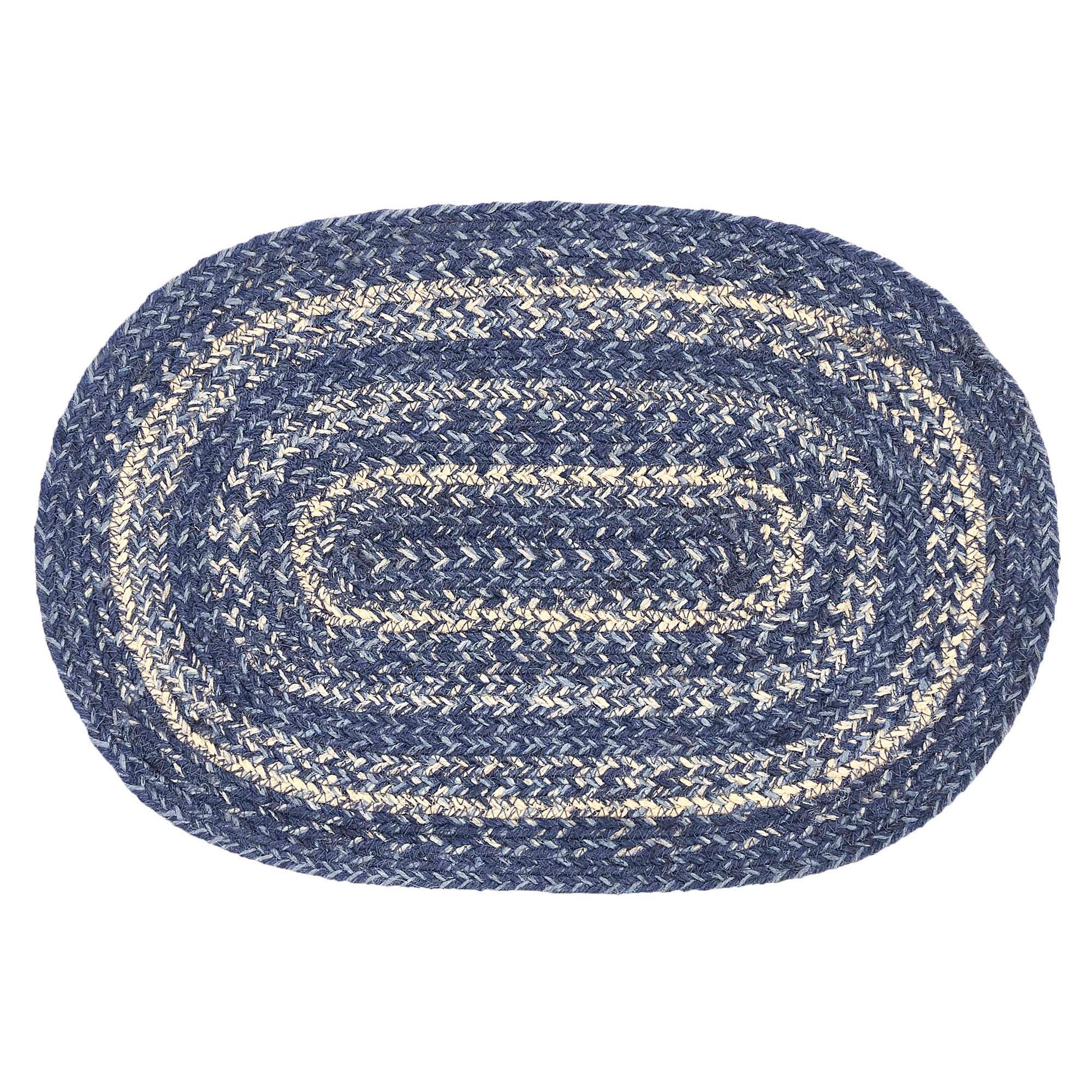 April & Olive Great Falls Blue Jute Oval Placemat 12x18 By VHC Brands