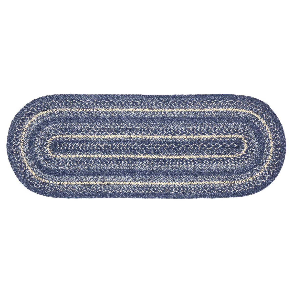 April & Olive Great Falls Blue Jute Oval Runner 13x36 By VHC Brands