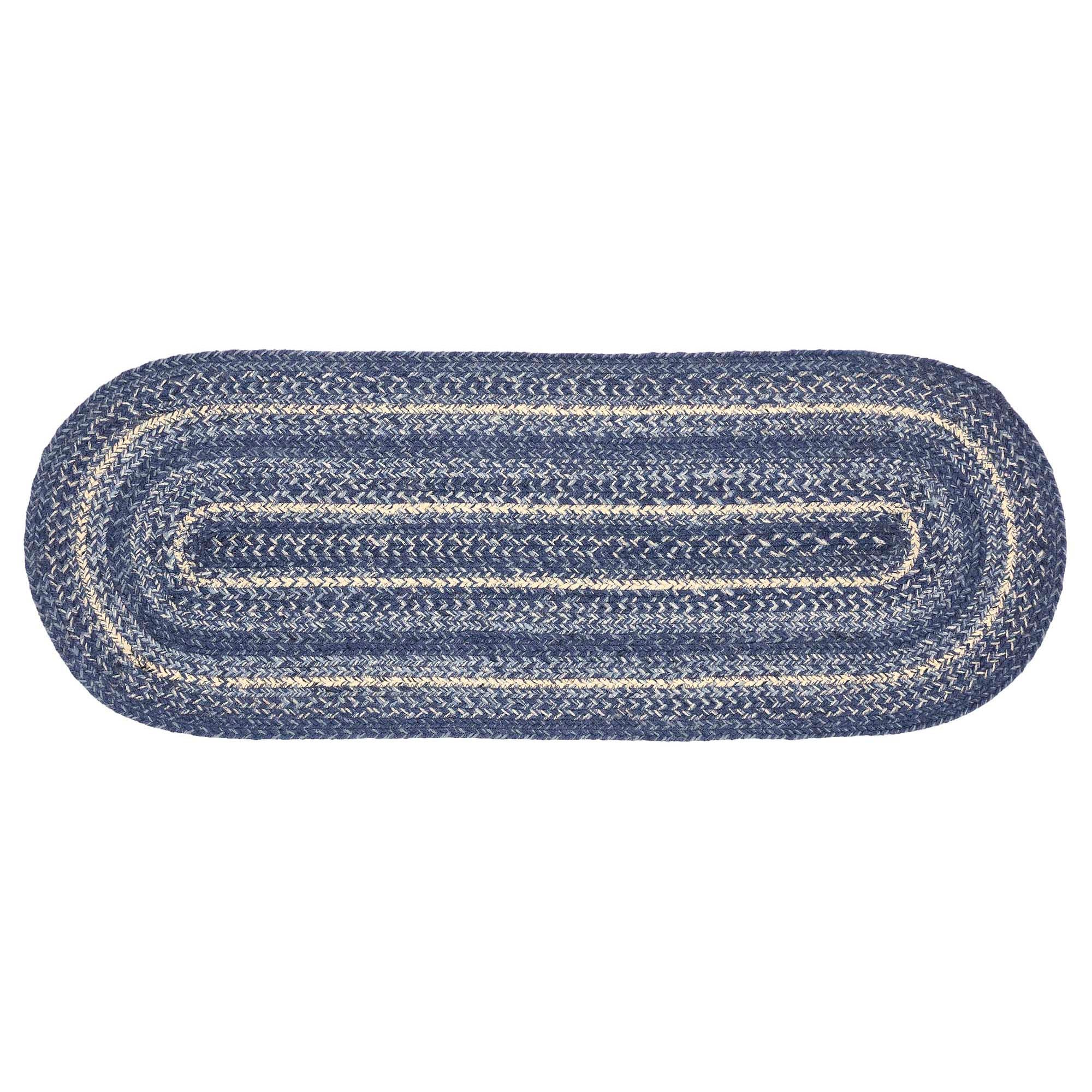 April & Olive Great Falls Blue Jute Oval Runner 13x36 By VHC Brands