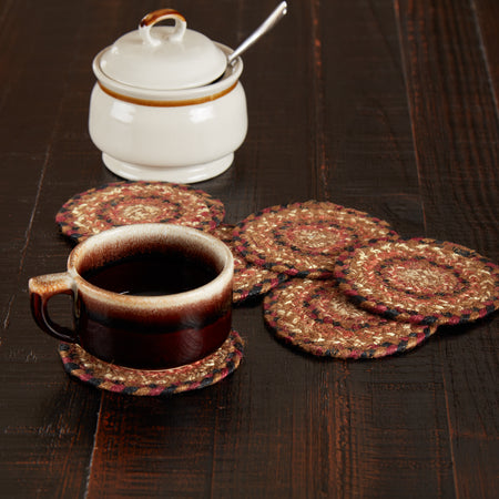 Mayflower Market Ginger Spice Jute Coaster Set of 6 By VHC Brands