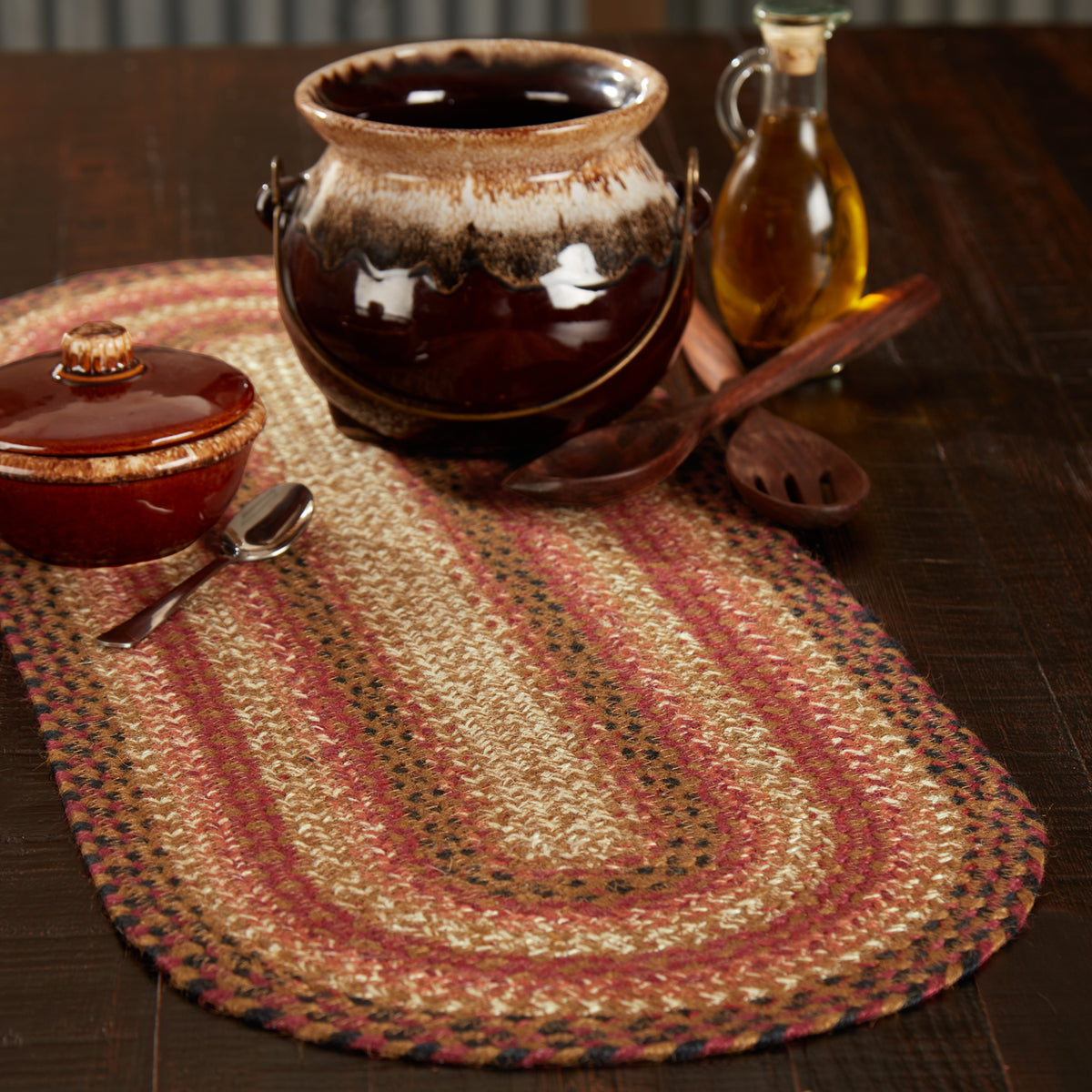 Mayflower Market Ginger Spice Jute Oval Runner 13x36 By VHC Brands