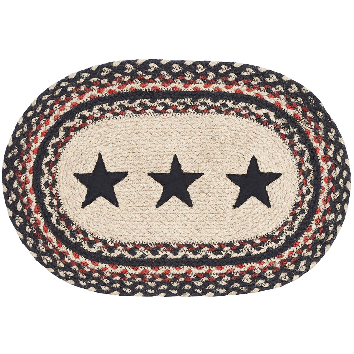 Mayflower Market Colonial Star Jute Oval Placemat 10x15 By VHC Brands