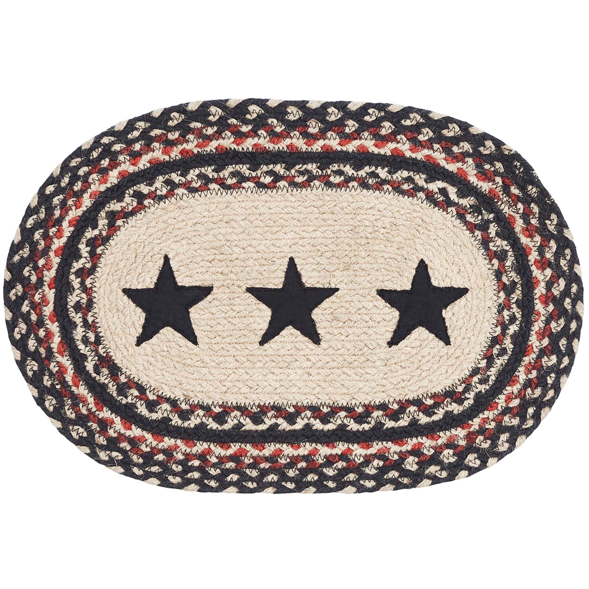 Mayflower Market Colonial Star Jute Oval Placemat 10x15 By VHC Brands