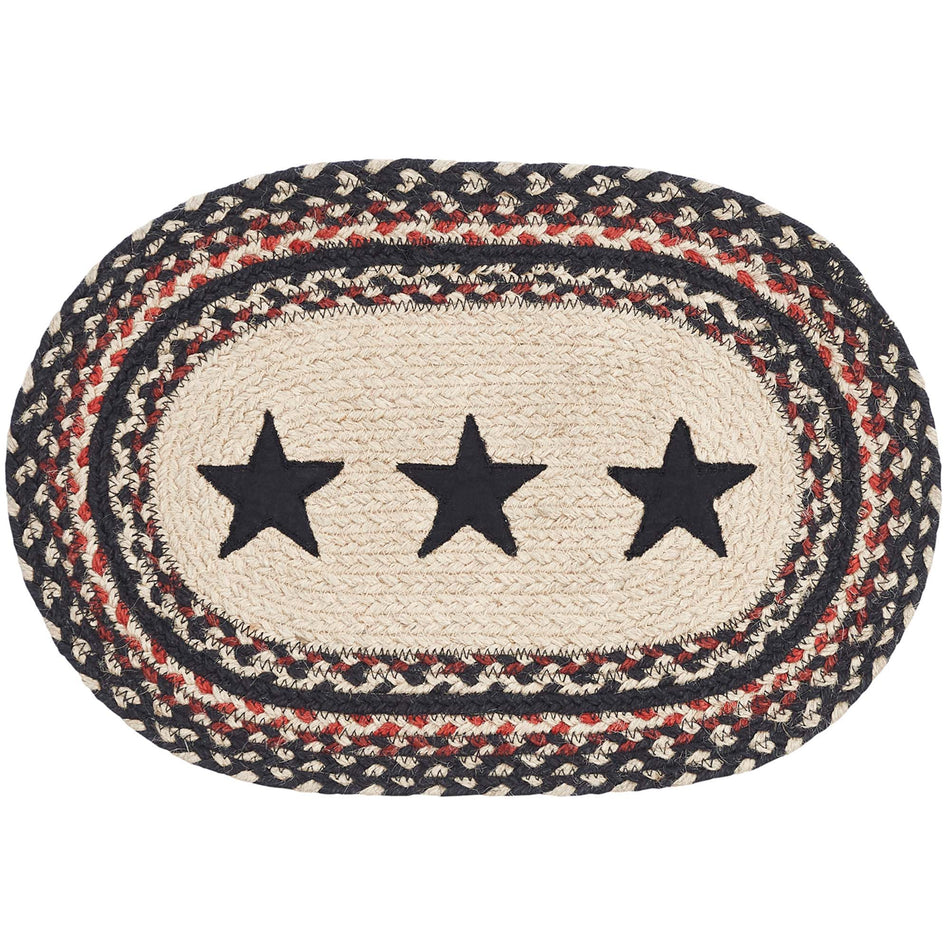 Mayflower Market Colonial Star Jute Oval Placemat 10x15 By VHC Brands