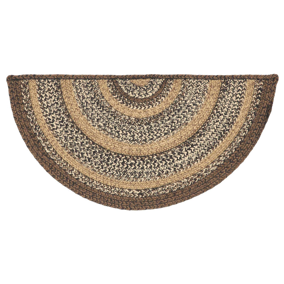 Oak & Asher Espresso Jute Rug Half Circle w/ Pad 16.5x33 By VHC Brands